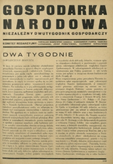 Gospodarka Narodowa : niezależny dwutygodnik gospodarczy. [R. 1, nr 8 (1 lipca 1931)]