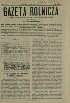 Gazeta Rolnicza : pismo tygodniowe ilustrowane. R. 65, nr 1-2 (9 stycznia 1925)