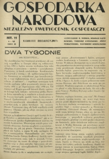 Gospodarka Narodowa : niezależny dwutygodnik gospodarczy. [R. 2], nr 11 (1 czerwca 1932)