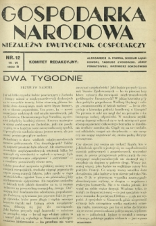 Gospodarka Narodowa : niezależny dwutygodnik gospodarczy. [R. 2], nr 12 (15 czerwca 1932)