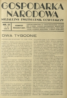 Gospodarka Narodowa : niezależny dwutygodnik gospodarczy. [R. 2], nr 21 (1 listopada 1932)
