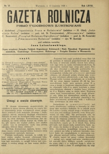 Gazeta Rolnicza : pismo tygodniowe ilustrowane. R. 68, nr 15 (13 kwietnia 1928)