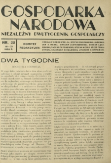 Gospodarka Narodowa : niezależny dwutygodnik gospodarczy. [R. 2], nr 22 (15 listopada 1932)