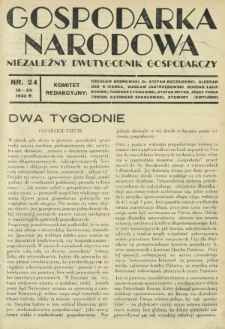 Gospodarka Narodowa : niezależny dwutygodnik gospodarczy. [R. 2], nr 24 (15 grudnia 1932)