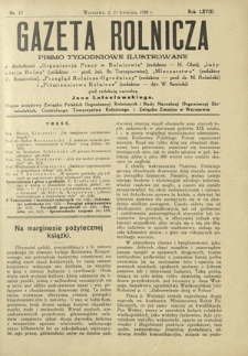 Gazeta Rolnicza : pismo tygodniowe ilustrowane. R. 68, nr 17 (27 kwietnia 1928)