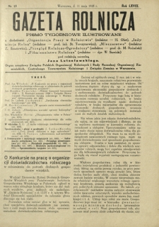 Gazeta Rolnicza : pismo tygodniowe ilustrowane. R. 68, nr 19 (11 maja 1928)