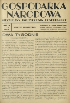 Gospodarka Narodowa : niezależny dwutygodnik gospodarczy. [R. 2], nr 9 (1 maja 1932)