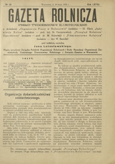Gazeta Rolnicza : pismo tygodniowe ilustrowane. R. 68, nr 20 (18 maja 1928)