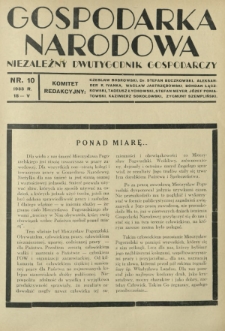 Gospodarka Narodowa : niezależny dwutygodnik gospodarczy. [R. 3], nr 10 (15 maja 1933)