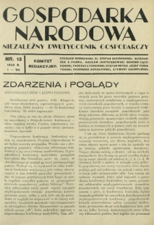 Gospodarka Narodowa : niezależny dwutygodnik gospodarczy. [R. 3], nr 13 (1 lipca 1933)