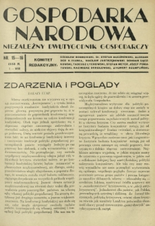 Gospodarka Narodowa : niezależny dwutygodnik gospodarczy. [R. 3], nr 15-16 (1 sierpnia 1933)