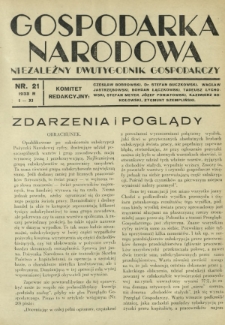 Gospodarka Narodowa : niezależny dwutygodnik gospodarczy. [R. 3], nr 21 (1 listopada 1933)