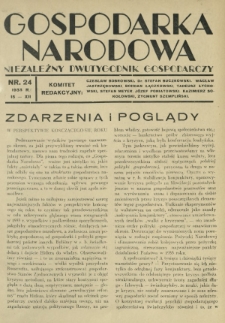 Gospodarka Narodowa : niezależny dwutygodnik gospodarczy. [R. 3], nr 24 (15 grudnia 1933)