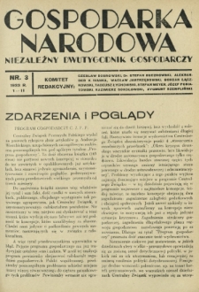 Gospodarka Narodowa : niezależny dwutygodnik gospodarczy. [R. 3], nr 3 (1 lutego 1933)