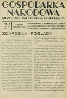 Gospodarka Narodowa : niezależny dwutygodnik gospodarczy. [R. 3], nr 4 (15 lutego 1933)