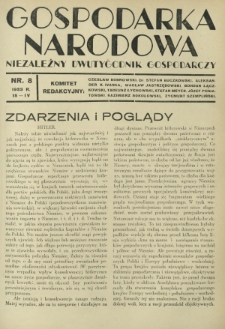 Gospodarka Narodowa : niezależny dwutygodnik gospodarczy. [R. 3], nr 8 (15 kwietnia 1933)