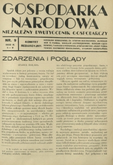Gospodarka Narodowa : niezależny dwutygodnik gospodarczy. [R. 3], nr 9 (1 maja 1933)