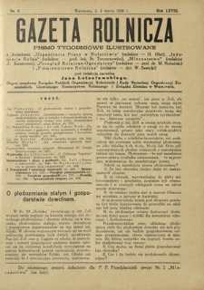 Gazeta Rolnicza : pismo tygodniowe ilustrowane. R. 68, nr 9 (2 marca 1928)