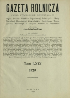 Gazeta Rolnicza : pismo tygodniowe ilustrowane. R. 69 (1929) - skorowidze