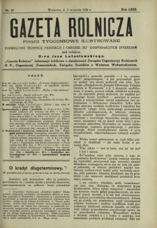 Gazeta Rolnicza : pismo tygodniowe ilustrowane. R. 72, nr 35 (2 września 1932)