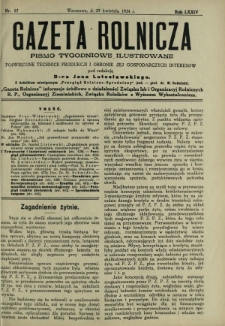 Gazeta Rolnicza : pismo tygodniowe ilustrowane. R. 74, nr 17 (27 kwietnia 1934)