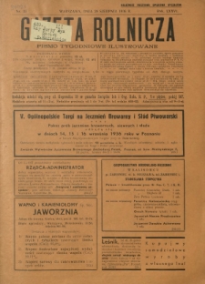 Gazeta Rolnicza : pismo tygodniowe ilustrowane. R. 76, nr 35 (28 sierpnia 1936)
