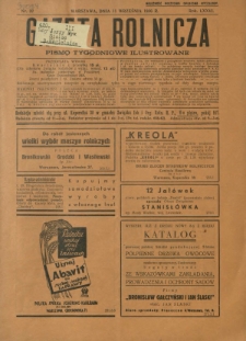 Gazeta Rolnicza : pismo tygodniowe ilustrowane. R. 76, nr 37 (11 września 1936)