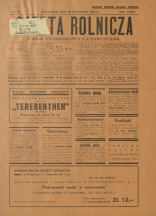 Gazeta Rolnicza : pismo tygodniowe ilustrowane. R. 76, nr 47 (20 listopada 1936)