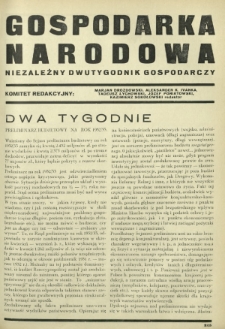 Gospodarka Narodowa : niezależny dwutygodnik gospodarczy. R. 1, nr 16 (1 listopada 1931)