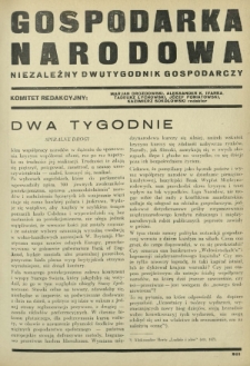 Gospodarka Narodowa : niezależny dwutygodnik gospodarczy. R. 1, nr 17 (15 listopada 1931)