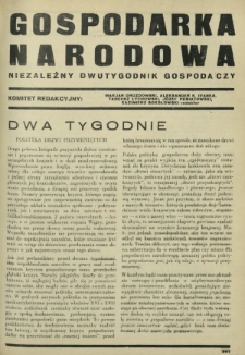 Gospodarka Narodowa : niezależny dwutygodnik gospodarczy. R. 1, nr 18 (1 grudnia 1931)