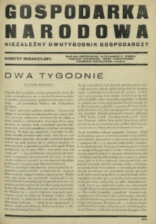 Gospodarka Narodowa : niezależny dwutygodnik gospodarczy. R. 1, nr 19 (15 grudnia 1931)