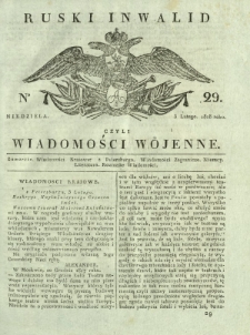 Ruski Inwalid czyli wiadomości wojenne. 1818, nr 29 (3 lutego)