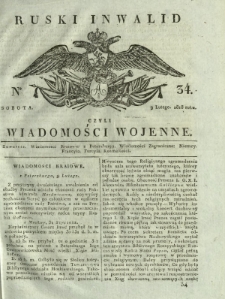 Ruski Inwalid czyli wiadomości wojenne. 1818, nr 34 (9 lutego)