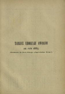 Ogrodnik Polski : dwutygodnik poświęcony wszystkim gałęziom ogrodnictwa T. 7, Nr 24 (1885). Dodatek