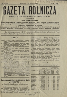 Gazeta Rolnicza : pismo tygodniowe ilustrowane. R. 65, nr 33-34 (21 sierpnia 1925)