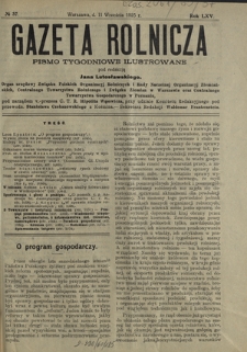 Gazeta Rolnicza : pismo tygodniowe ilustrowane. R. 65, nr 37 (11 września 1925)