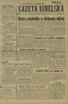 Gazeta Lubelska : niezależne pismo demokratyczne. R. 2, nr 275=584 (6 październik 1946)