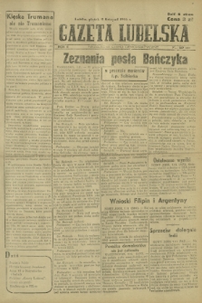 Gazeta Lubelska : niezależne pismo demokratyczne. R. 2, nr 309=618 (8 listopad 1946)