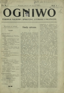 Ogniwo : tygodnik naukowy, społeczny, literacki i polityczny. R. 1, Nr 6 (31/18 stycznia 1903)