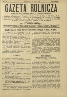 Gazeta Rolnicza : pismo tygodniowe ilustrowane. R. 68, nr 12 (23 marca 1928)