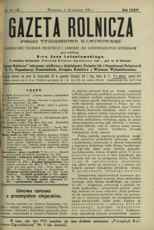 Gazeta Rolnicza : pismo tygodniowe ilustrowane. R. 74, nr 31-32 (10 sierpnia 1934)