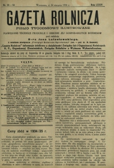 Gazeta Rolnicza : pismo tygodniowe ilustrowane. R. 74, nr 33-34 (24 sierpnia 1934)