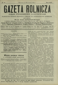 Gazeta Rolnicza : pismo tygodniowe ilustrowane. R. 74, nr 39 (28 września 1934)