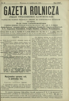 Gazeta Rolnicza : pismo tygodniowe ilustrowane. R. 74, nr 40 (5 października 1934)