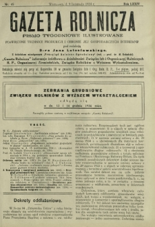 Gazeta Rolnicza : pismo tygodniowe ilustrowane. R. 74, nr 45 (9 listopada 1934)