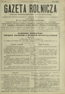 Gazeta Rolnicza : pismo tygodniowe ilustrowane. R. 74, nr 49 (7 grudnia 1934)