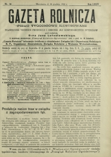 Gazeta Rolnicza : pismo tygodniowe ilustrowane. R. 74, nr 50 (14 grudnia 1934)