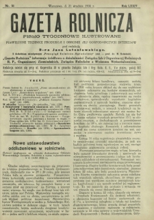 Gazeta Rolnicza : pismo tygodniowe ilustrowane. R. 74, nr 51 (21 grudnia 1934)