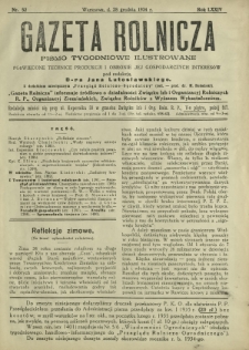 Gazeta Rolnicza : pismo tygodniowe ilustrowane. R. 74, nr 52 (28 grudnia 1934)